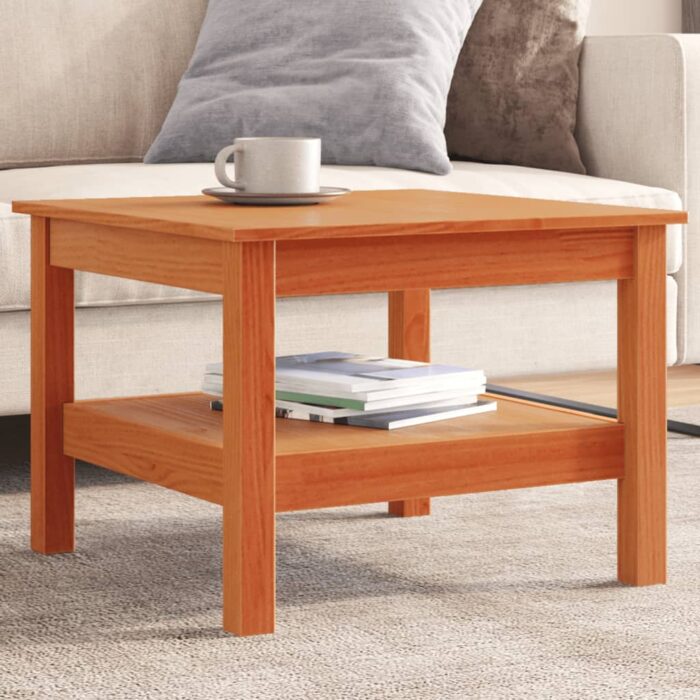 Table basse cire marron 55x55x40 cm bois massif de pin – Image 1