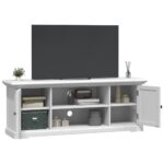Meuble TV blanc 110x30x41 cm bois d'ingénierie – Image 2
