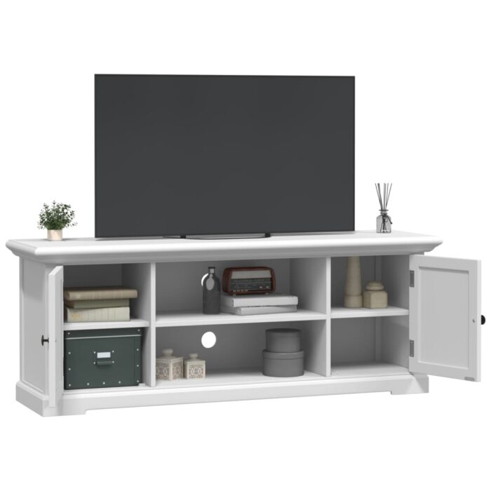 Meuble TV blanc 110x30x41 cm bois d'ingénierie – Image 2