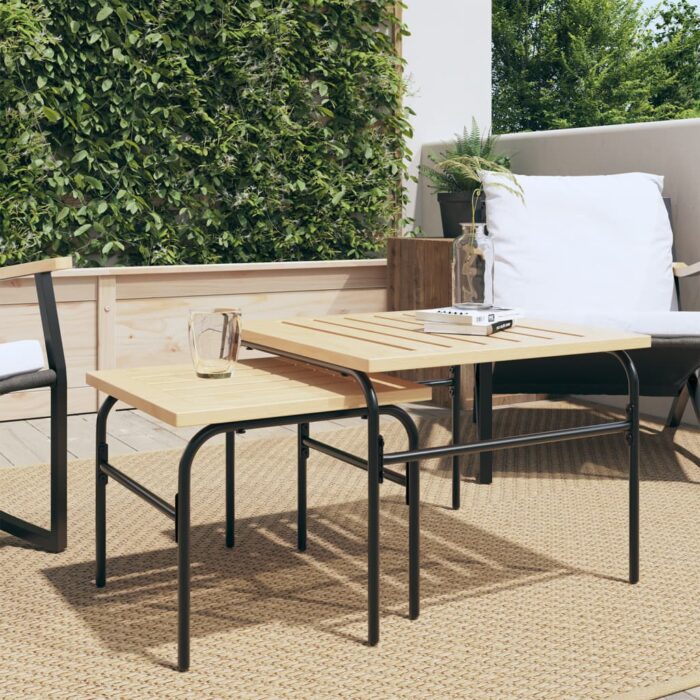 Tables basses gigognes de jardin 2 pcs marron et noir acier – Image 1