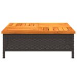 Table de jardin noir 70x70x25 cm résine tressée et bois acacia – Image 3
