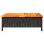 Table de jardin noir 70x70x25 cm résine tressée et bois acacia – Image 4