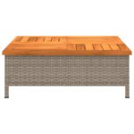 Table de jardin gris 70x70x25 cm résine tressée et bois acacia – Image 3