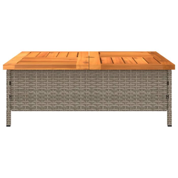 Table de jardin gris 70x70x25 cm résine tressée et bois acacia – Image 4