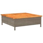 Table de jardin gris 70x70x25 cm résine tressée et bois acacia – Image 5
