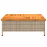 Table de jardin beige 70x70x25 cm résine tressée et bois acacia – Image 3