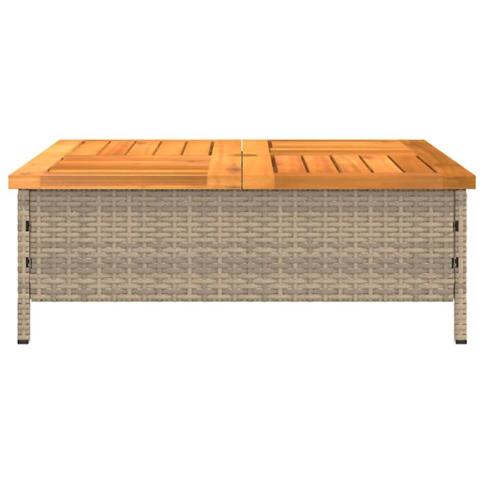 Table de jardin beige 70x70x25 cm résine tressée et bois acacia – Image 4