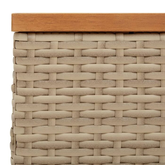 Table de jardin beige 70x70x25 cm résine tressée et bois acacia – Image 6