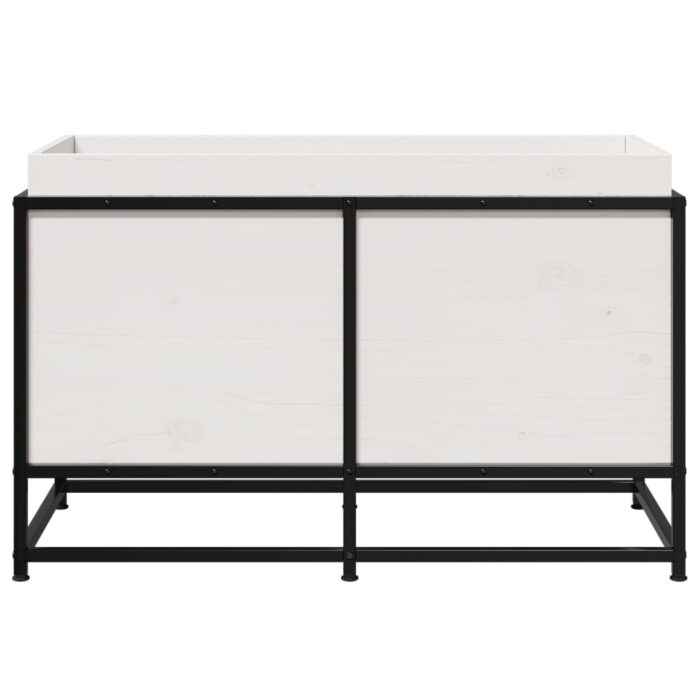 Jardinière blanc 80x40x50 cm bois de pin massif – Image 3