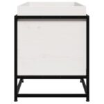 Jardinière blanc 80x40x50 cm bois de pin massif – Image 4