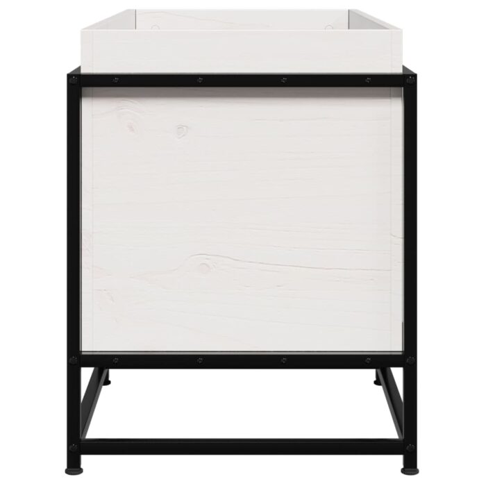 Jardinière blanc 80x40x50 cm bois de pin massif – Image 4