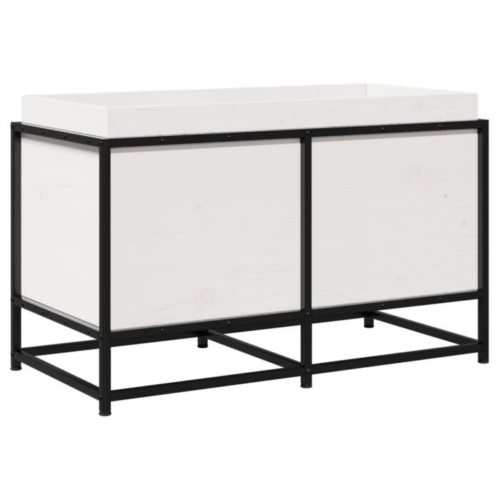 Jardinière blanc 80x40x50 cm bois de pin massif – Image 5