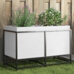 Jardinière blanc 80x40x50 cm bois de pin massif