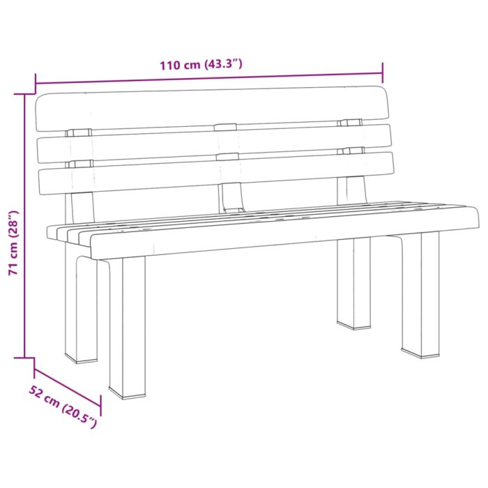 Banc de jardin vert 110x52x71 cm polypropylène – Image 7