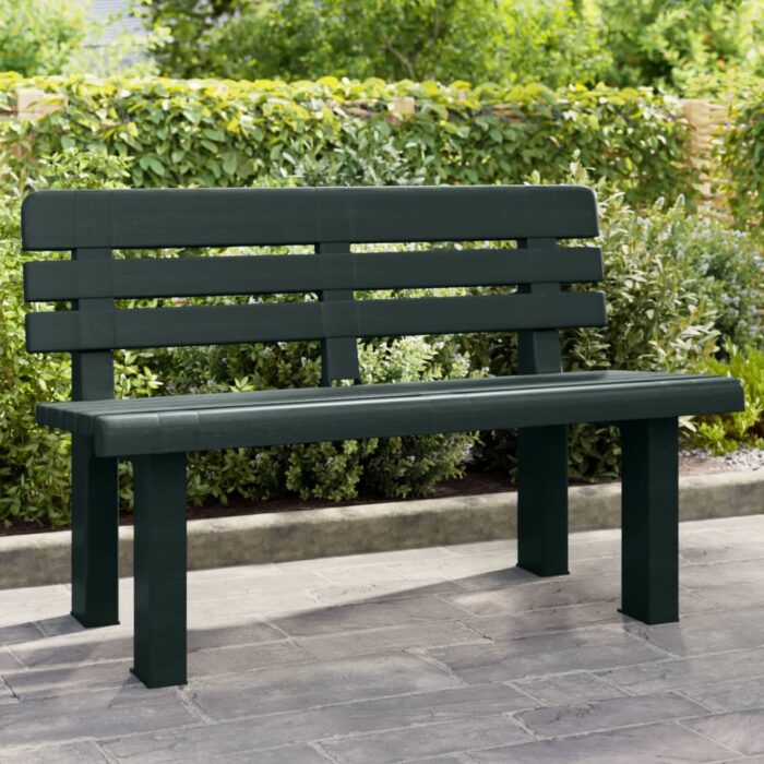 Banc de jardin vert 110x52x71 cm polypropylène – Image 1