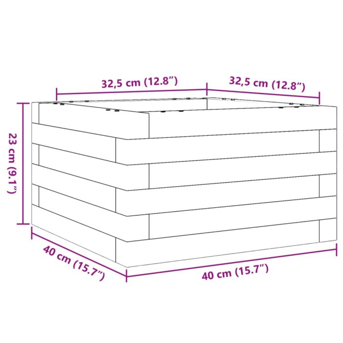 Jardinière cire marron 40x40x23 cm bois de pin massif – Image 8