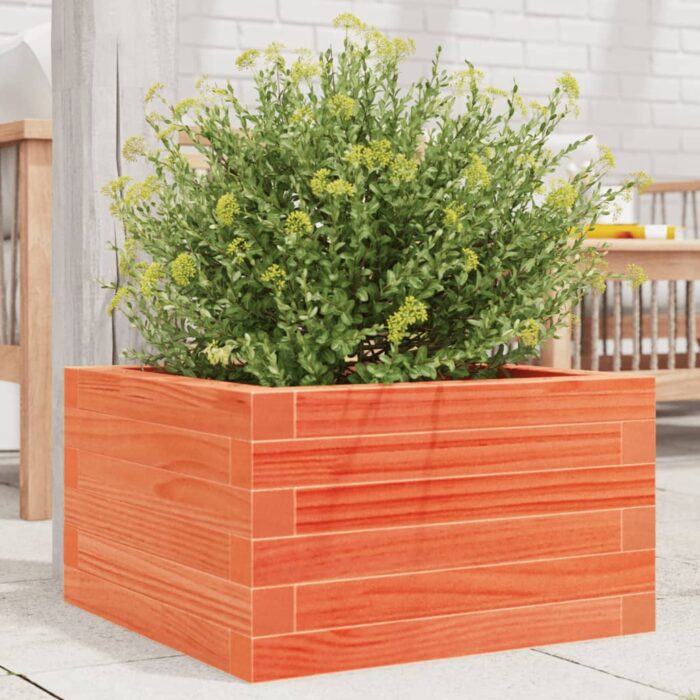 Jardinière cire marron 40x40x23 cm bois de pin massif – Image 1