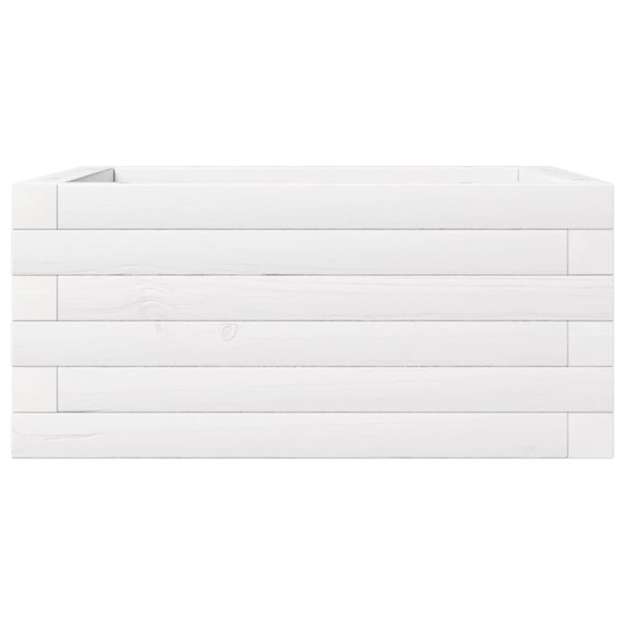 Jardinière blanc 50x50x23 cm bois de pin massif – Image 3