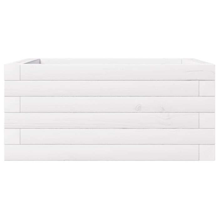 Jardinière blanc 50x50x23 cm bois de pin massif – Image 4