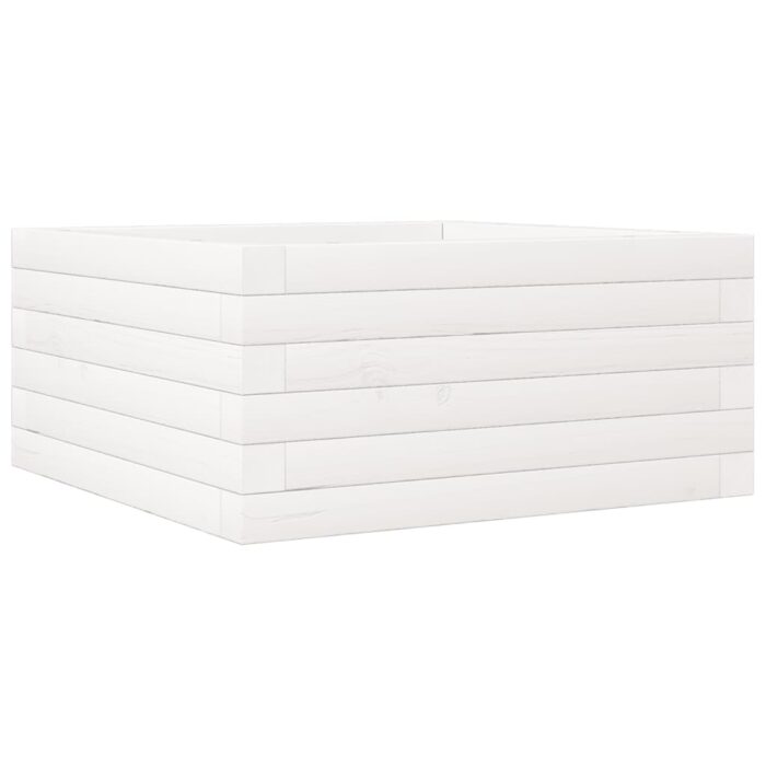 Jardinière blanc 50x50x23 cm bois de pin massif – Image 5