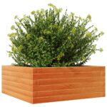 Jardinière cire marron 60x60x23 cm bois de pin massif – Image 2