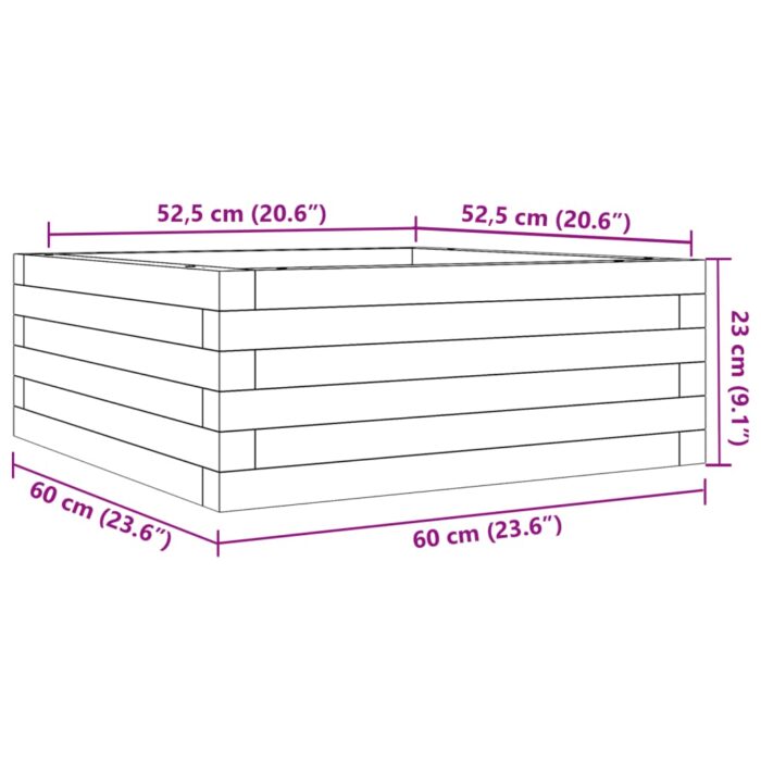 Jardinière 60x60x23 cm bois massif douglas – Image 8