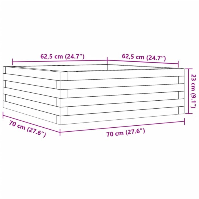 Jardinière 70x70x23 cm bois de pin massif – Image 8