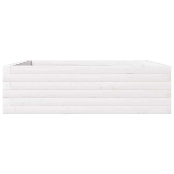 Jardinière blanc 80x80x23 cm bois de pin massif – Image 3