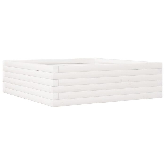 Jardinière blanc 80x80x23 cm bois de pin massif – Image 5