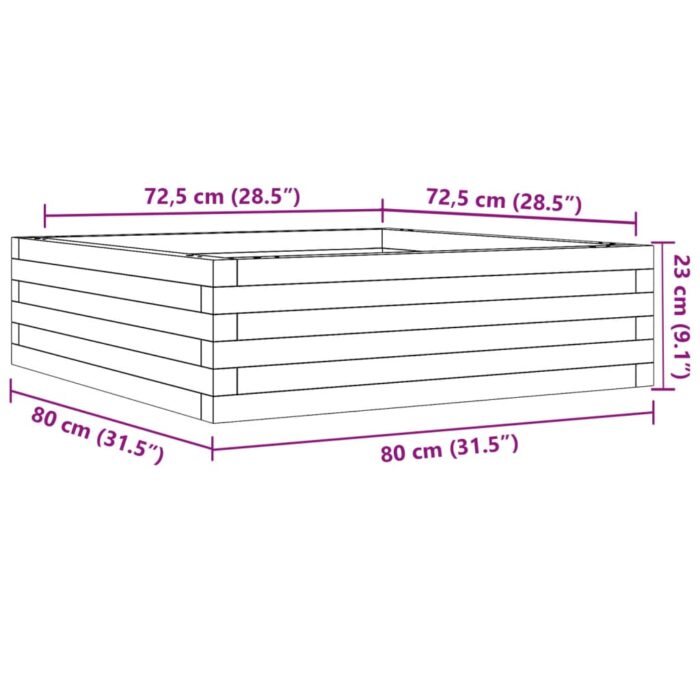 Jardinière blanc 80x80x23 cm bois de pin massif – Image 8