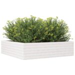 Jardinière blanc 90x90x23 cm bois de pin massif – Image 2