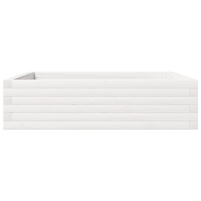 Jardinière blanc 90x90x23 cm bois de pin massif – Image 4