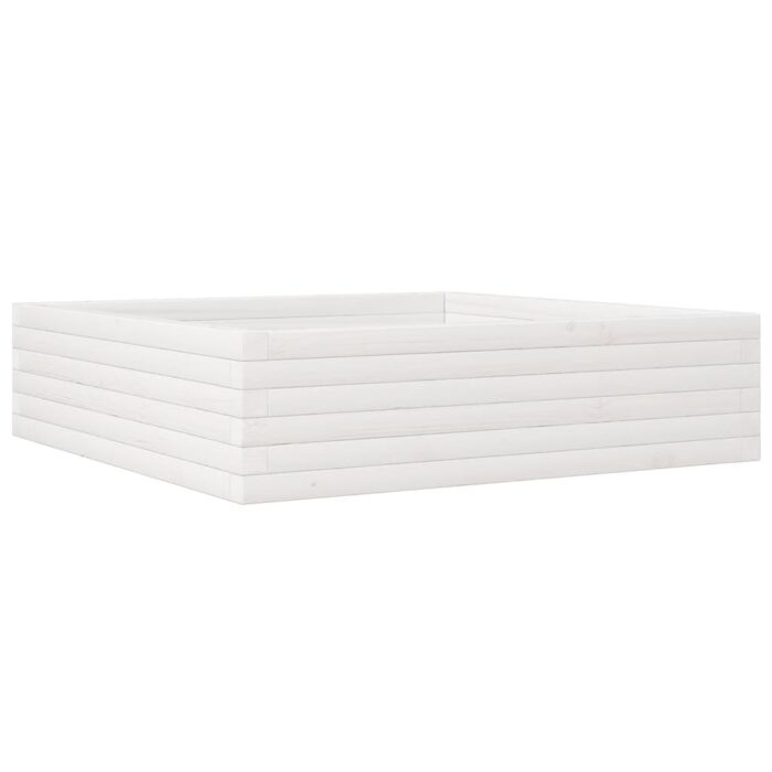Jardinière blanc 90x90x23 cm bois de pin massif – Image 5