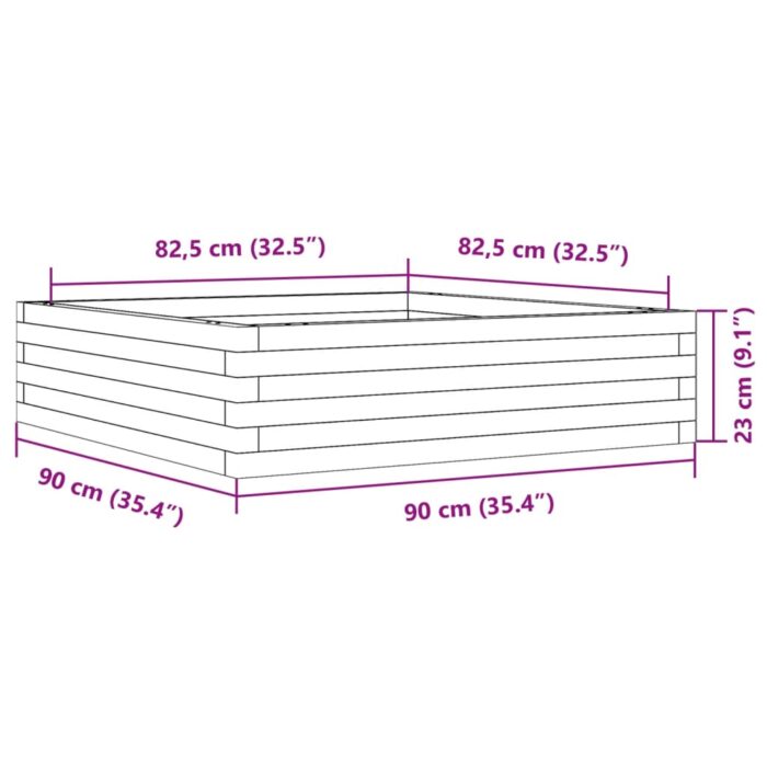 Jardinière blanc 90x90x23 cm bois de pin massif – Image 8