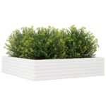 Jardinière blanc 100x100x23 cm bois de pin massif – Image 2