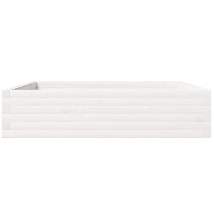 Jardinière blanc 100x100x23 cm bois de pin massif – Image 4