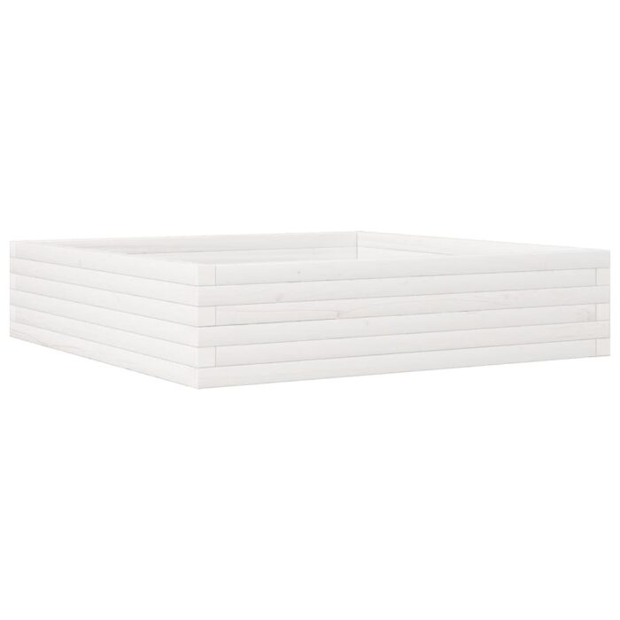 Jardinière blanc 100x100x23 cm bois de pin massif – Image 5