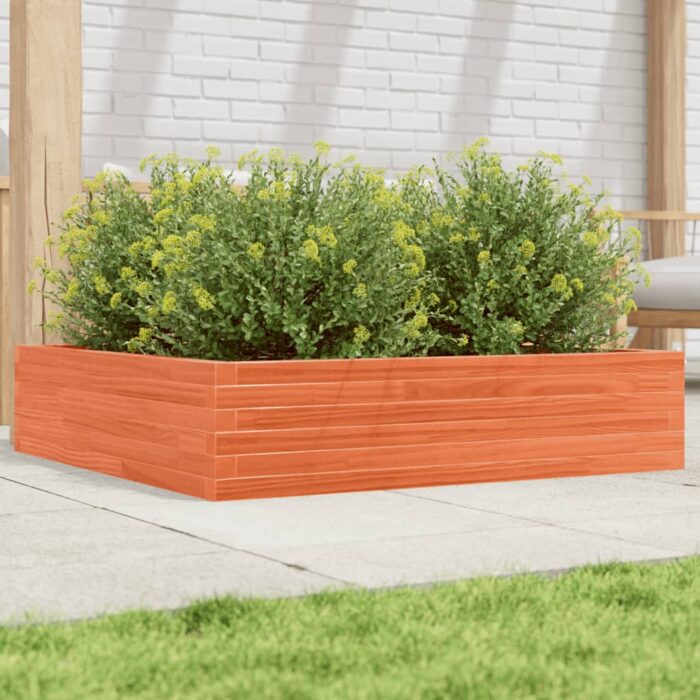 Jardinière cire marron 100x100x23 cm bois de pin massif – Image 1