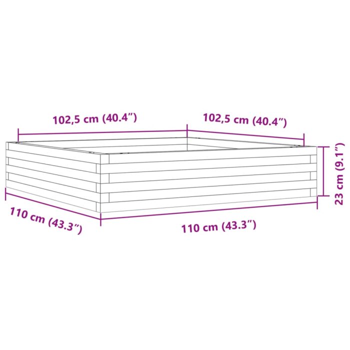 Jardinière 110x110x23 cm bois massif douglas – Image 8