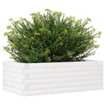 Jardinière blanc 70x40x23 cm bois de pin massif – Image 2