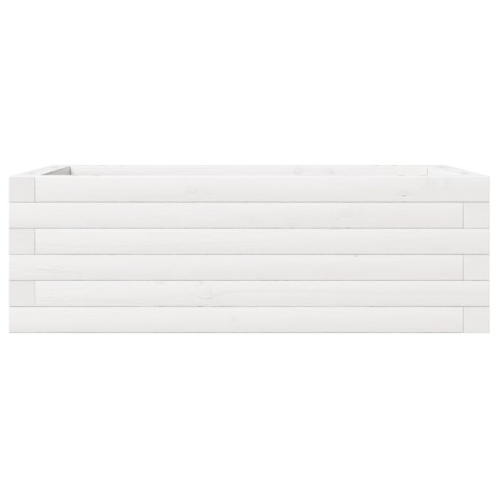 Jardinière blanc 70x40x23 cm bois de pin massif – Image 3