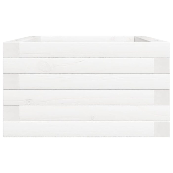 Jardinière blanc 70x40x23 cm bois de pin massif – Image 4
