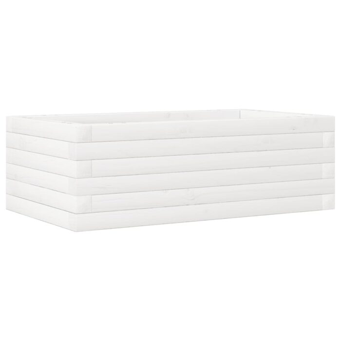 Jardinière blanc 70x40x23 cm bois de pin massif – Image 5