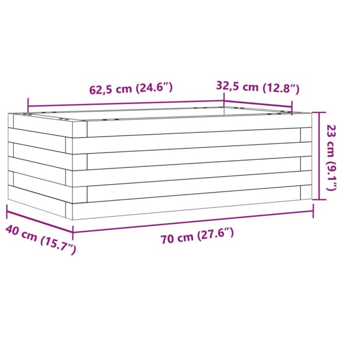 Jardinière blanc 70x40x23 cm bois de pin massif – Image 8