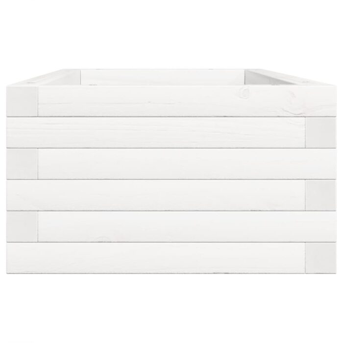 Jardinière blanc 90x40x23 cm bois de pin massif – Image 4