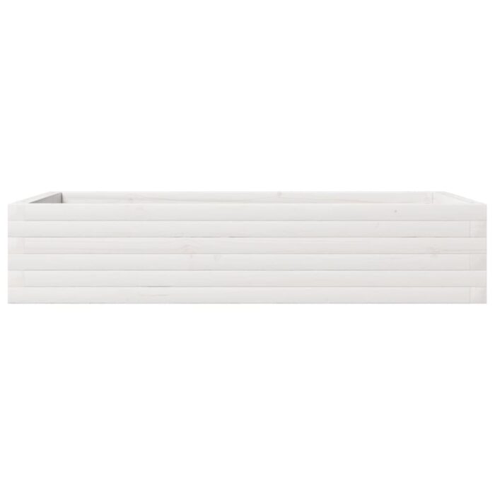 Jardinière blanc 110x60x23 cm bois de pin massif – Image 3