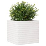 Jardinière blanc 50x50x45,5 cm bois de pin massif – Image 2