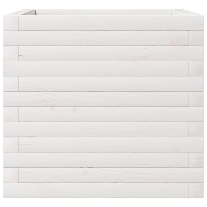 Jardinière blanc 50x50x45,5 cm bois de pin massif – Image 3