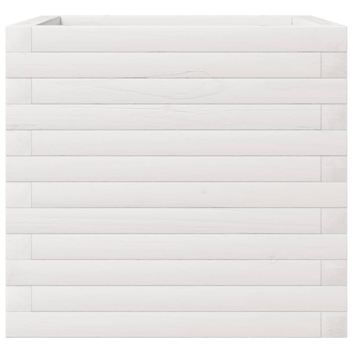 Jardinière blanc 50x50x45,5 cm bois de pin massif – Image 4