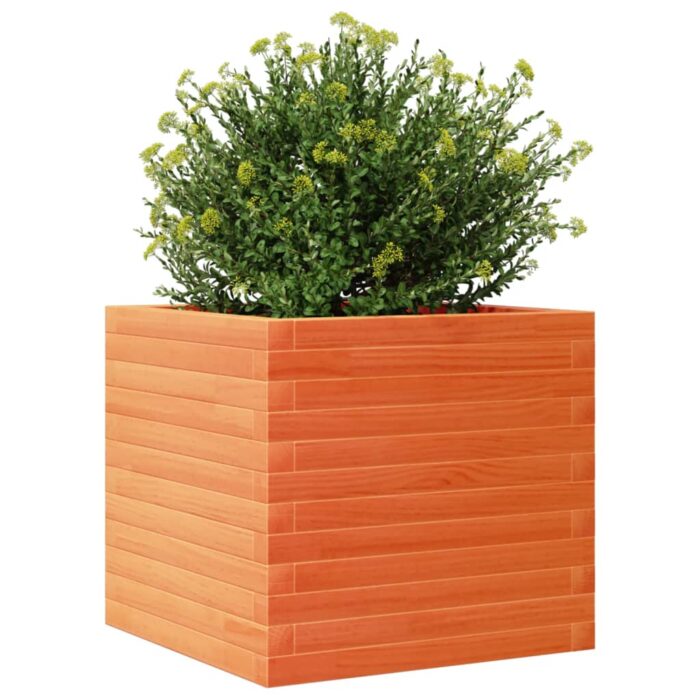 Jardinière cire marron 50x50x45,5 cm bois de pin massif – Image 2